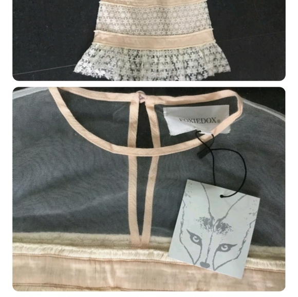 NWT  Foxie Ladies XS UK 6/8 Sheer Cream & Pink Floral Lace Dress 👗 - Picture 5 of 7